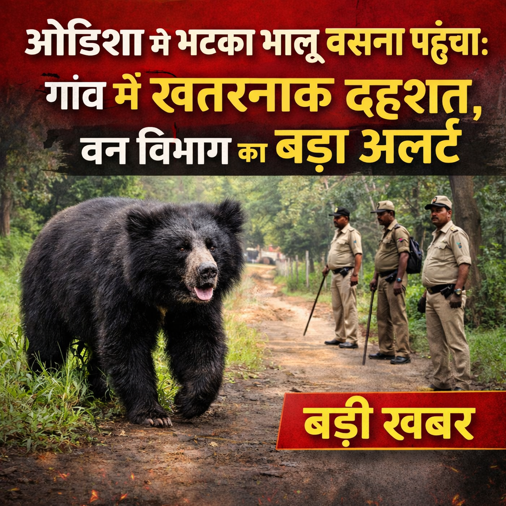 ओडिशा से भटका भालू बसना पहुंचा