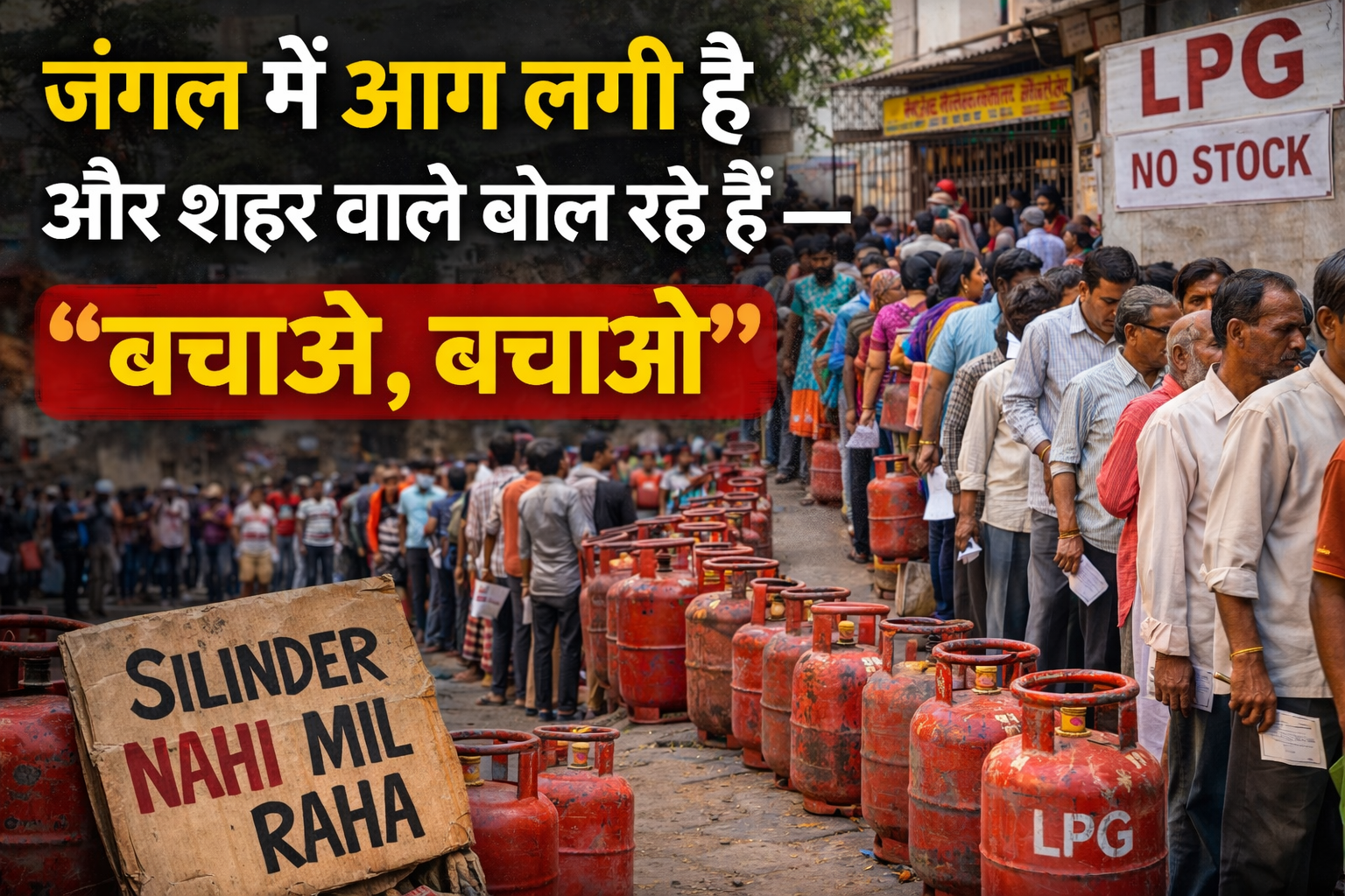  जंगल में आग लगी है और शहर वाले बोल रहे हैं —                                                 “बचाओ, बचाओ”